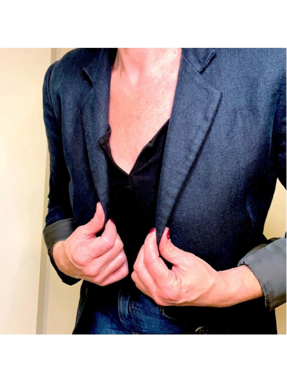 ARITZIA Wilfred Linen Blazer, Relaxed Fit, Dark Teal Blue, Size 4 - Picture 6 of 16